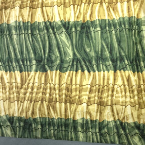 Vintage Western Textile Fabric Green Gold Wave Stripes 3D Look Upholstery 2.5 yd - Picture 2 of 7